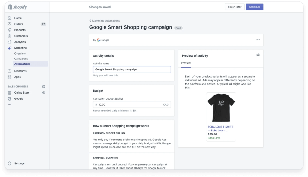 Setting up a Google Smart Shopping campaign