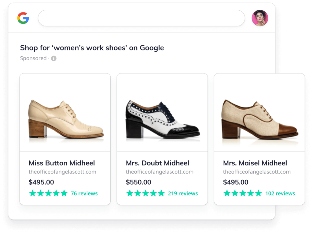 Women's work shoes in Google Product Listing Ads 
