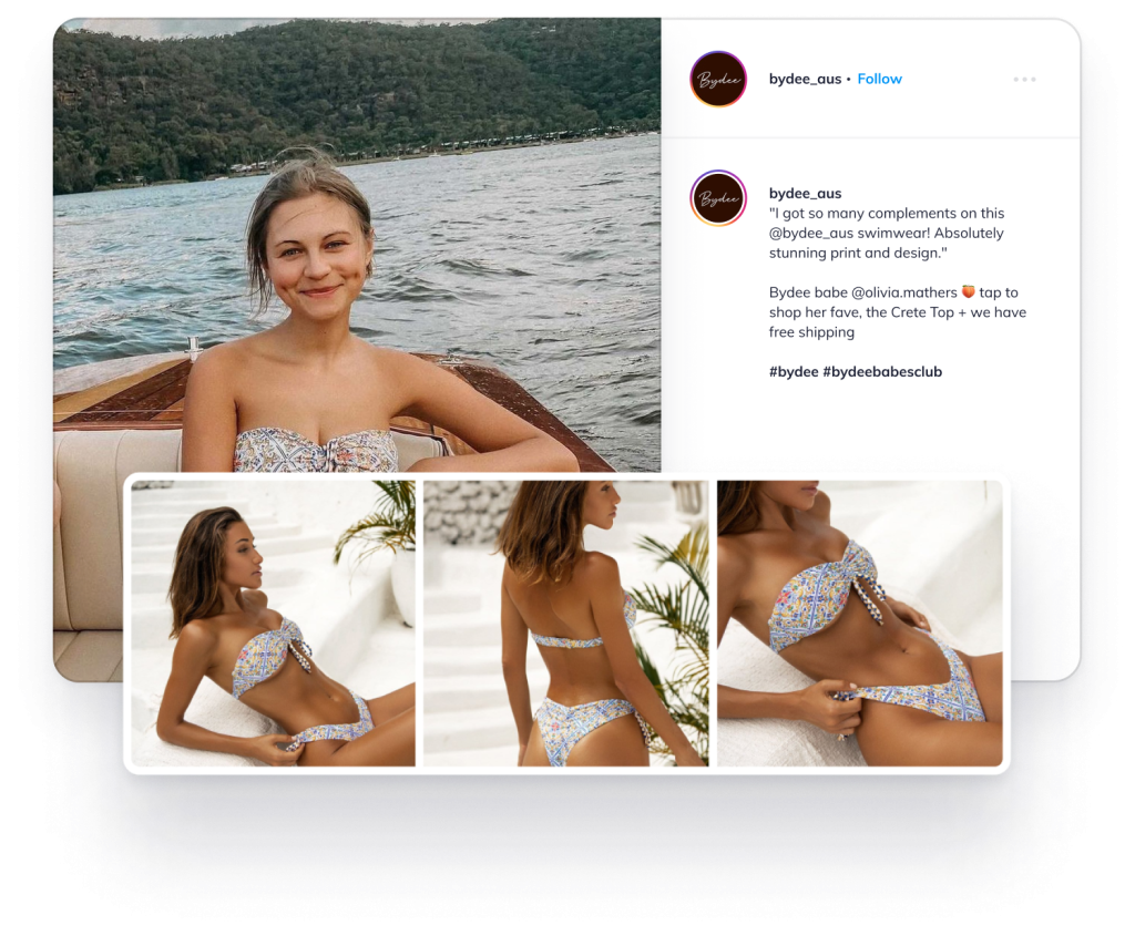 Sharing customer UGC of swimwear on social media